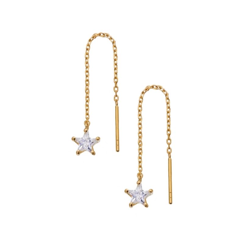 Gold Star Dangle Earrings