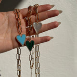 Natural Stone Heart Link Necklace
