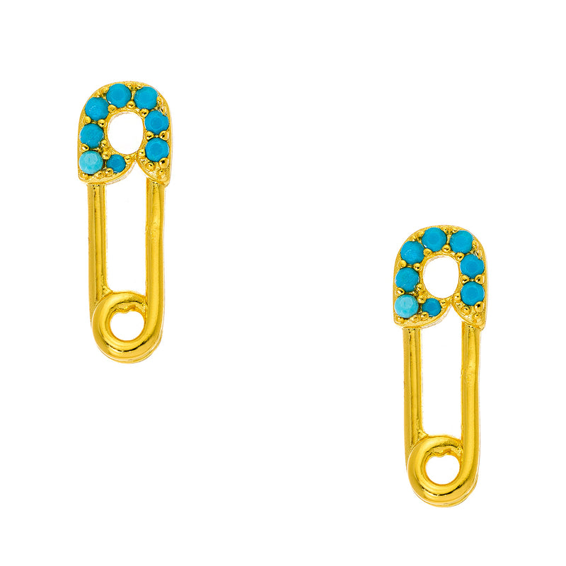 Turquoise Safety Pin Stud