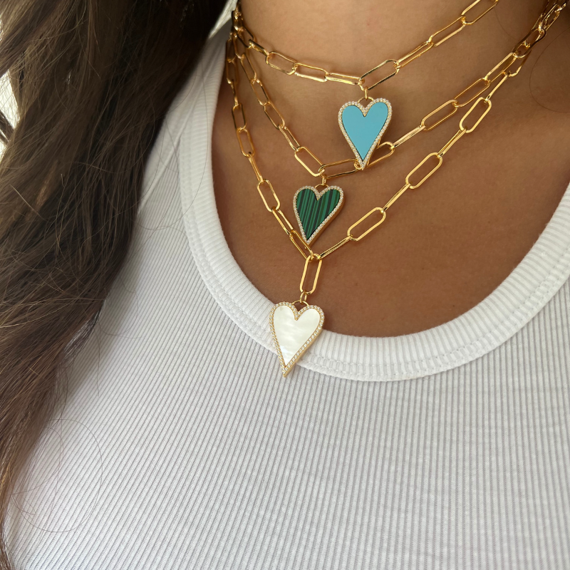 18k Gold Plated Heart Link Necklace Golden | Parfois
