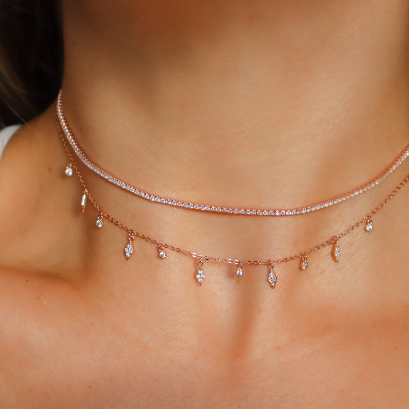 Rose Gold Tennis Choker - Swagychic